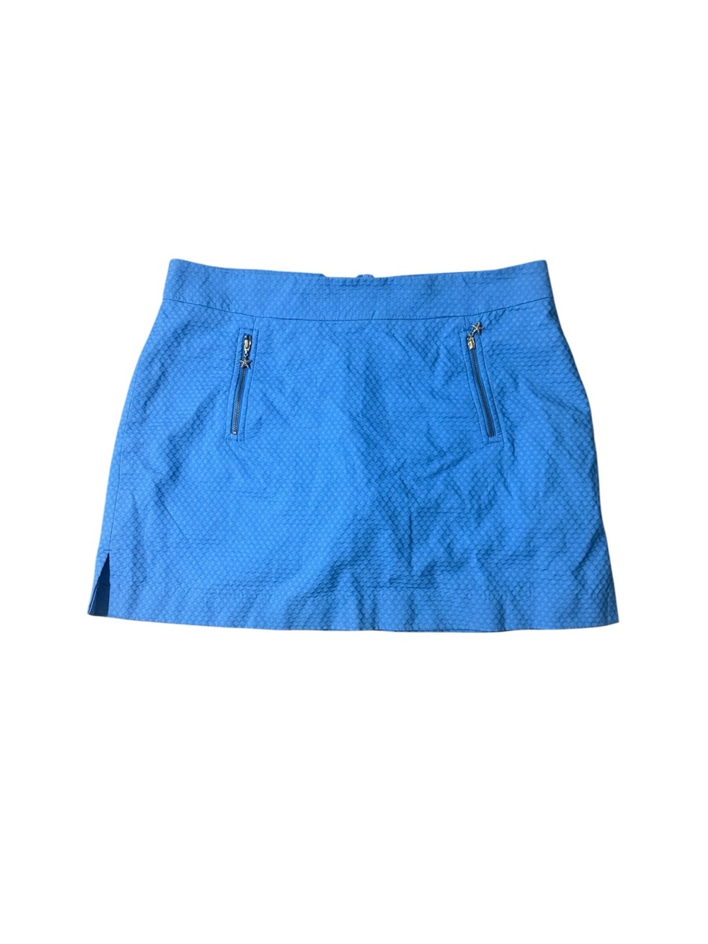 Lilly Pulitzer Marigold Skort Baby Blue Textured Zip-Pocket Mini Skirt Size 14